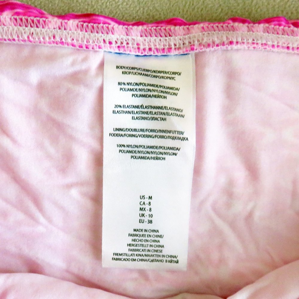 Pink Print String Bikini, Size M - Picture 4 of 5